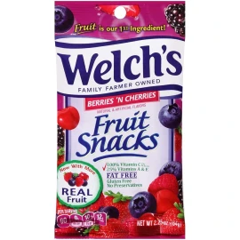Welch's Fruit Snacks Berries 'N Cherries, Real Fruit Juice, 2.25oz (Pack of 48)