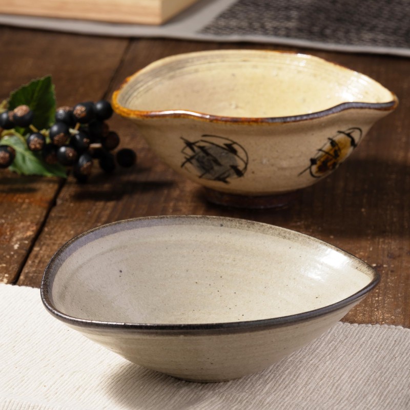 Marui Pottery MR-3-4173 Shigaraki Ware Hephamon, Bowl, Diameter Approx. 6.3