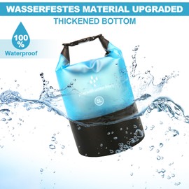 Dry Bag wasserdichte Tasche 5L Blau Wasserdicht Rucksack mit Wasserfester Handytasche und Kompass Verstellbarer Schultergurt Waterproof Backpack für Kajak Fahren, Wandern, Camping, mehr