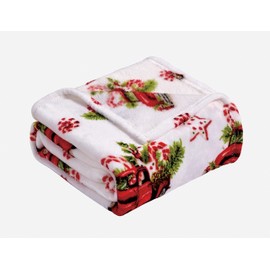 FAITH, HOPE, LOVE HOME DÉCOR Happy Holidays Microplush Throw Blanket (50" x 60") - Red Pickup Truck