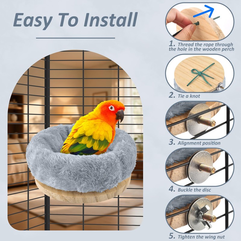 DBNESS Medium Bird Nest for Cage, Removable Plush Parrot Hammock