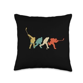 Sports Sequences Vintage Store Ice Hockey Player Forward Slap Shot Retro Team Matching Throw Pillow, 16x16, Multicolor