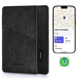 Women Wallet, Works with Apple Find My, Credit Card Holder Slim Wallet, Slim Minimalist Wallet for Women, RFID Wallet Women Front Pocket Small Leather Wallet with Zipper Pocket & ID Window, Black