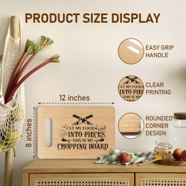 Funny Bamboo Cutting Board Gift, Cut My Food Into Pieces, Funny Cutting Board Farmhouse Home Kitchen Decor, Christmas Thanksgiving Birthday Gifts Ideas For Friends Sisters Coworkers -11