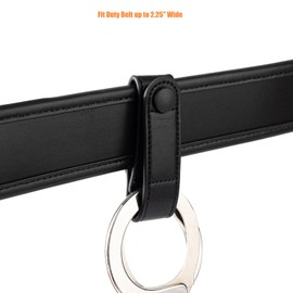 TACNEX Handcuff Strap w/Snap Closure Cuff Holder Nylon Keeper Chain/Hinged Cuffs Carrier Quick Release Clip Hook for ASP Handcuff Duty Belt (Plain Black Strap with Copper Snap, 1 PCS)