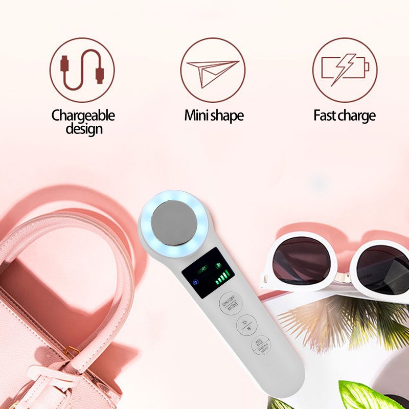 Hot Cold Face Massager Handheld Facial Vibration Massager Red Blue