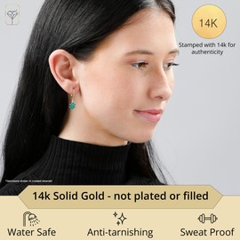 MAX + STONE 14k Yellow Gold Purple Amethyst Flower Dangle Earrings for Women with Leverback and February Birthstones