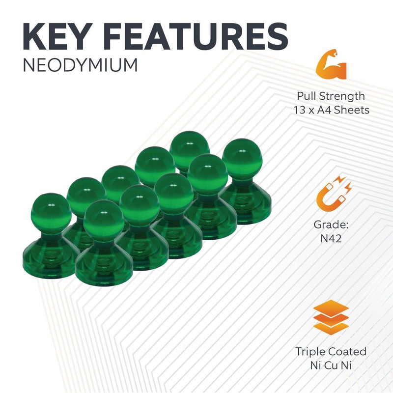 Medium Green Acrylic Push Pin Magnet for Fridge, Whiteboard, Noticeboard,