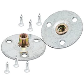 ERDANER 8set 50mmx50mm Round Metal Plate Nut,T-Nut with Round Base,Furniture Leg Attachment Plates, Inside Furniture Leg Mounting Plates Set