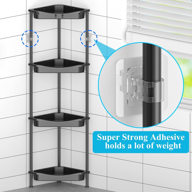 HuggieGems 4 Tier Floor Standing Corner Shower Caddy Organizer Shelf