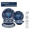 UPware 12 Piece Hanukkah Menorah Melamine Dinnerware Sets, Outdoor Dishes