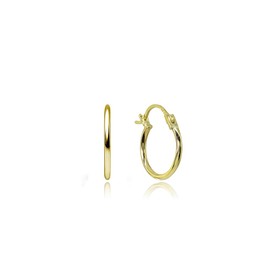 14K Gold High Polished Tiny 12mm Round Hoop Earrings