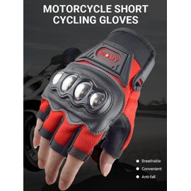 FANOLO Men Half Finger Motorcycle Gloves Touchscreen with Hard Knuckle for Adult Sports Motorbike BMX ATV MTB Motocross Riding Driving Cycling Biker Moto Racing Gloves (Black,X-Large)