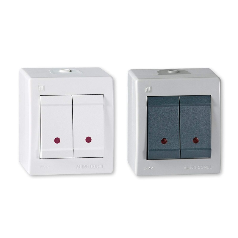 ALING-CONEL Surface-Mounted Series Switch with Glow Lamp (Rocker Switch) 10AX/250V~/IP