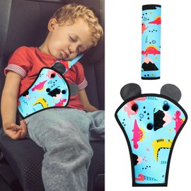 MHwan Children's Seat Belt Pads, Pack of 2, Cute Dinosaur Car Seat Belt Pads, Breathable and Skin-Friendly, Wear-Resistant and Durable for All Seasons, Car Belt Padding