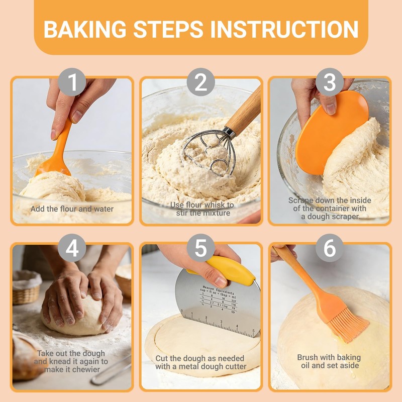 Acessorz Sourdough Bread Baking Supplies,Sourdough Starter Kit,2 Cotton Rope Banneton