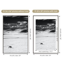 OUZUGIE 24X36 Picture Frame,Display Poster 20X30 With Mat or 24X36 Without Mat,Coffee Aluminum Poster Frames with Premium Acrylic,Photo Frames with Strong Corner for Gallery Wall and Tabletop