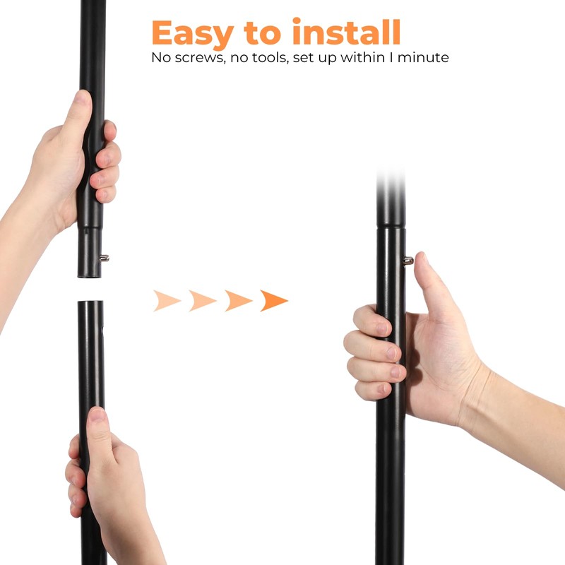 Fishat Stand Portable Black Double Rods Garment Rack with Rolling