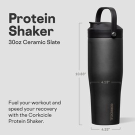 Corkcicle Protein Shaker - Built-In Agitator & Fruit Strainer Lid - 30oz - Ceramic Slate