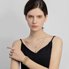 LILIE&WHITE Gold Layered Necklace for Women, Elegant Double Chain Pendant Necklace, Hypoallergenic & Tarnish-Resistant Jewelry, Stylish Minimalist Neck Accessory, Adjustable Chain, Gift for Her