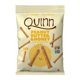 Quinn Snacks Peanut Butter & Honey Filled Pretzel Sticks - Gluten Free Snack, Sweet & Salty, Made with Real Natural Ingredients, Peanuts, Sorghum, & Root Vegetables, Dairy Free - 6 oz (Pack of 8)