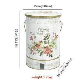 Z&Z ornamentorum Outdoor Small Trash Can with Lid Dog Poop Trash Can Outside for Kitchen Park Garden and Pedal Round Touchless Garbage (White)