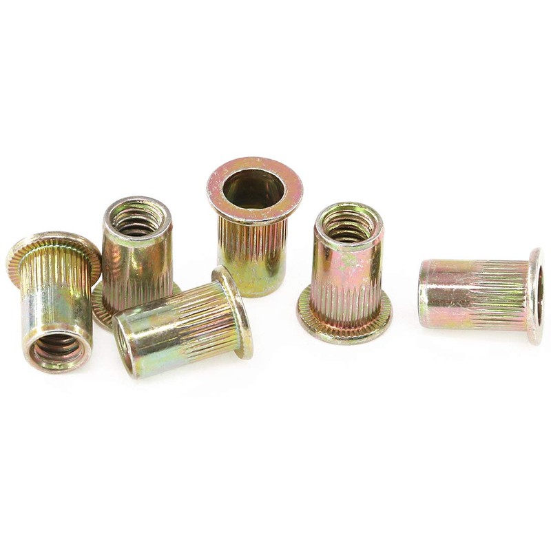 Rustark 100-Pcs 1/4"-20UNC Mixed Zinc Plated Carbon Steel Rivet Nuts