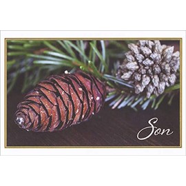 Pictura Pine Cone and Branches Closeup Photo Son Christmas Card