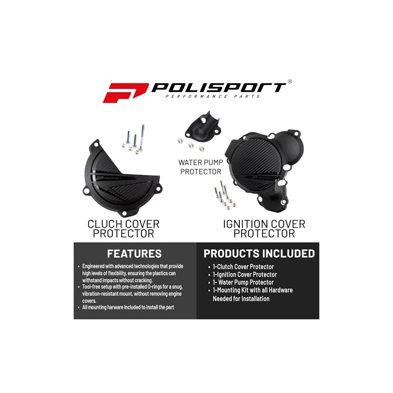 POLISPORT 91375 – Engine Covers Protection Kit KTM, HUSQVARNA Black