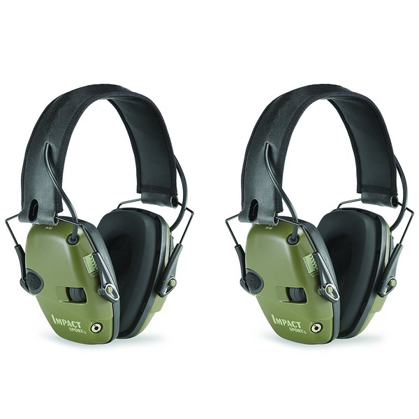 Howard Leight by Honeywell Impact Sport Sound Amplification Electronic Shooting Earmuff, Green 2-Pack