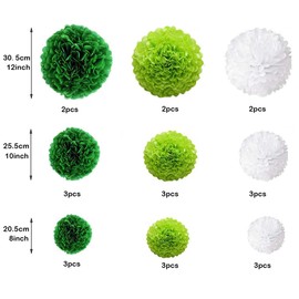 O-Kinee Set of 24 Colourful Tissue Paper Pom-Poms for Weddings, Birthdays & Parties in Blue, Light Blue & White (6 x 30.5 cm / 9 x 25 cm / 9 x 15.5 cm)