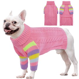 OUOBOB Dog Jumper, Medium Dog Jumpers for Dogs Girls Boys, Turtleneck Pullover Winter Dog Vest, Christmas Dog Outfits, Pet Sweatshirt Apparel Knitwear, Frenchie, Beagle, Boston Terrier M