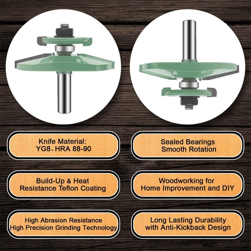 OLETBE 3 PCS Router Bit Set, 1/2-Inch Shank Round Over