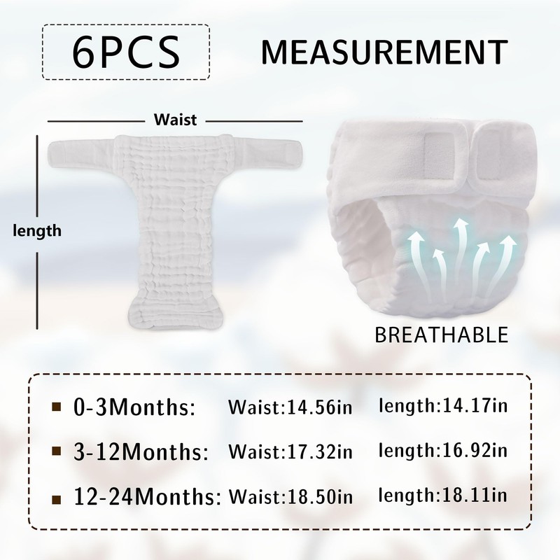 Max Shape 6 Pack Wearable Cotton Cloth Dipper Pants for