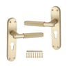 Infinity Decor Satin Brass Knurled Euro Lever Lock Door Handle
