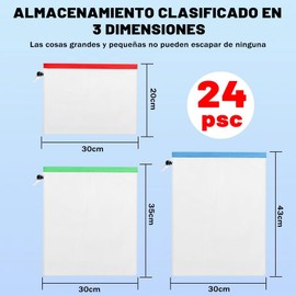 24 PCS Bolsas Reutilizables de Malla para Frutas y Verduras, Bolsas de Tela Malla, Almacenamiento Frutas, Vegetales y Juguete, Bolsas para Supermercado Gran Capacidad, Lavables