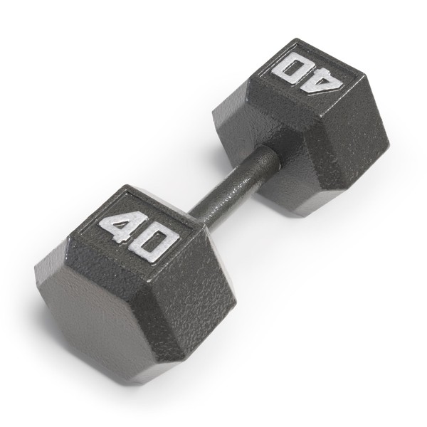 Marcy 40lb Cast Iron Hex Dumbbell, Single, IV-2040, Black, 40lbs