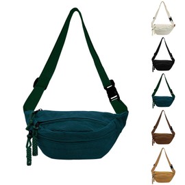 JENCVNL Bum Bag Cord Women's Cord Belt Bag Shoulder Bag Women's Cord Crossbody Bag Waist Bags with Adjustable Shoulder Strap for Men and Women, Green, Fashion