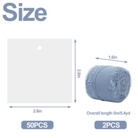 FYSUIMU 50Pcs Name Place Cards for Table Setting Blank Place Cards with Satin Ribbon 2.8 x 2.8 Inch Hanging Gift Tags for Wedding Dinner Party Banquet Supplies