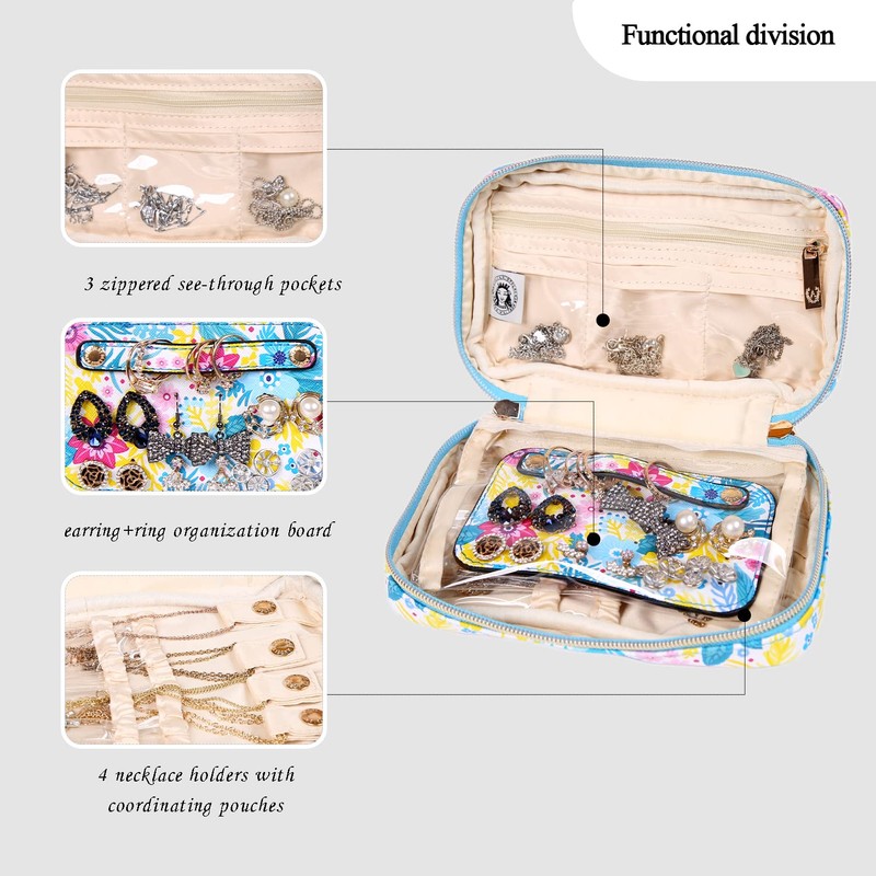 Angelina's Palace Small Waterproof Jewelry Organizer Case Vegan Leather Travel