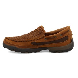 Twisted X Men's Slip-On Driving Moc, Moc Toe, Oiled Saddle & Brown, 12 M