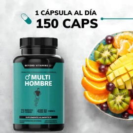 Multi Vitaminico Para Hombres Con Biotina, Manganeso, Te Verde, L Argnina, Jengibre, Vitamina C, Calcio, Acido Folico + 24 Ingredientes Y Vitaminas - 