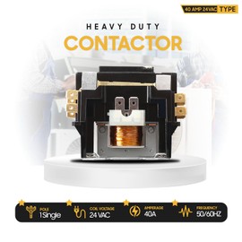 Seentech Heavy-Duty 1-Pole 40 Amp Contactor with 24VAC Coil - Perfectly Compatible with relays, air conditioners, Heat Pumps, and Refrigeration Systems
