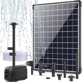 POPOSOAP Solar Pond Pump 25W, Solar Water Pump with Water Flow Adjustable, Solar Fountain with Water Shortage Protection &16.5Ft Cord & 6.56FT PVC Tubing