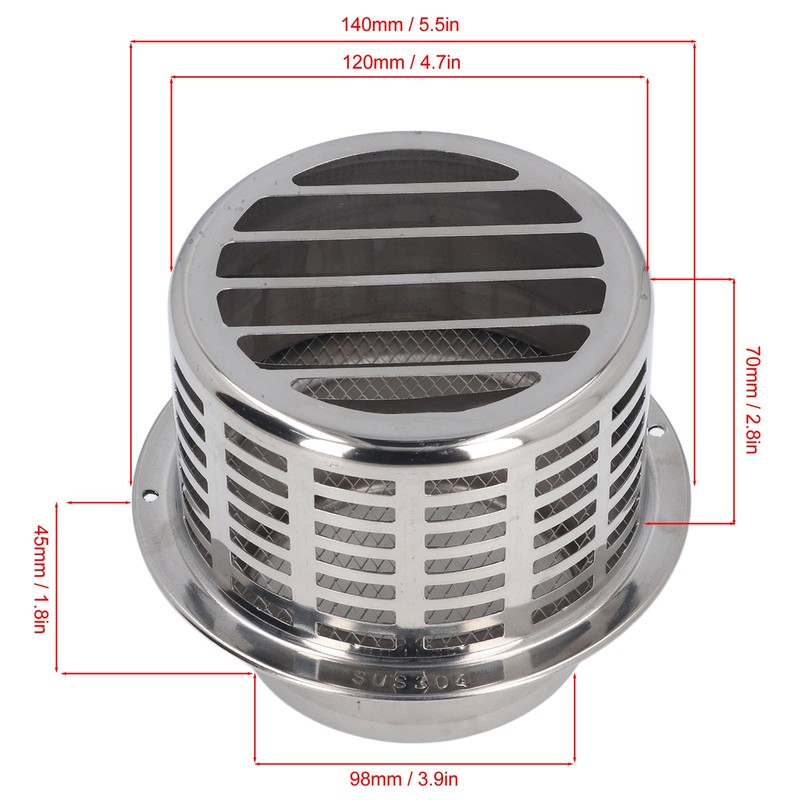 Stainless Steel Air Vent Cap Louvered Vent Cover Round Air