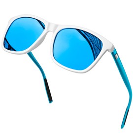 KANASTAL Sunglasses for Women Men Blue Polarized Sunglasses UV Protection Trendy Shades Sun Glasses White Frame for Outdoor Traveling Beach Driving