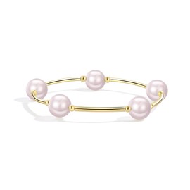 Elegance 11 designs Blessing Bracelet 10mm Crystal Pink Pearl Bracelet Dainty Gold Tube For Women Simple Bridal Gifts For Friends And Loved