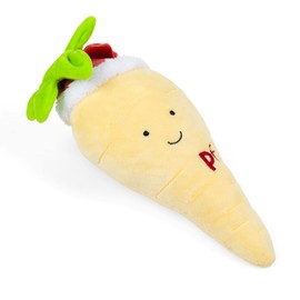 Petface Christmas Peter Parsnip Plush Dog Toy with Christmas Hat Stuffed Suitable for All Breeds and Sizes of Dog Squeaky Toy Festive