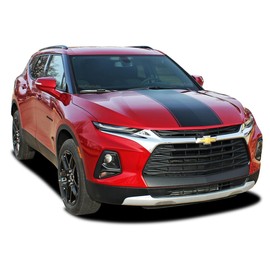 Original HOT Streak : Compatible with 2019-2024 Chevy Blazer Hood Stripes Blackout Decal Vinyl Graphics Kit (Fits All Models) (02 Gloss Black – Wet Install)