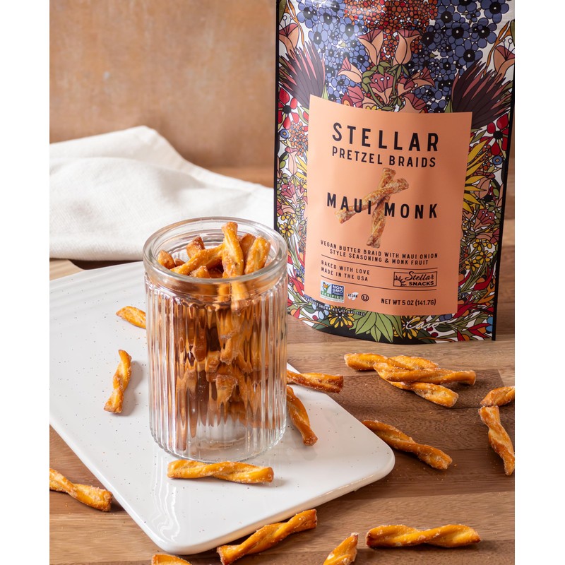 Stellar Snacks Pretzel Braids, Maui Monk Sweet Onion, 5 Oz